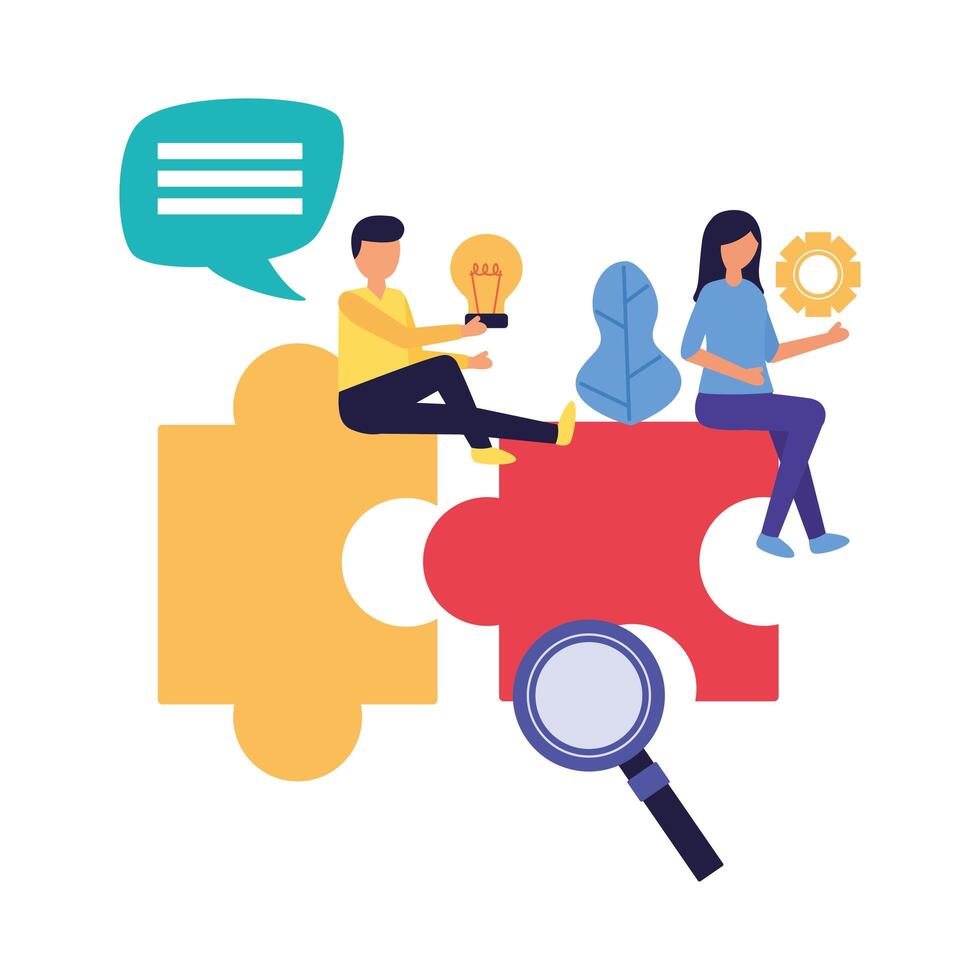 Woman and man with teamwork icon vector design