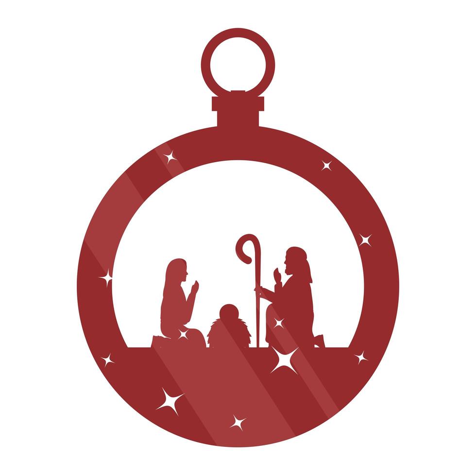 cute holy family manger characters silhouette vector