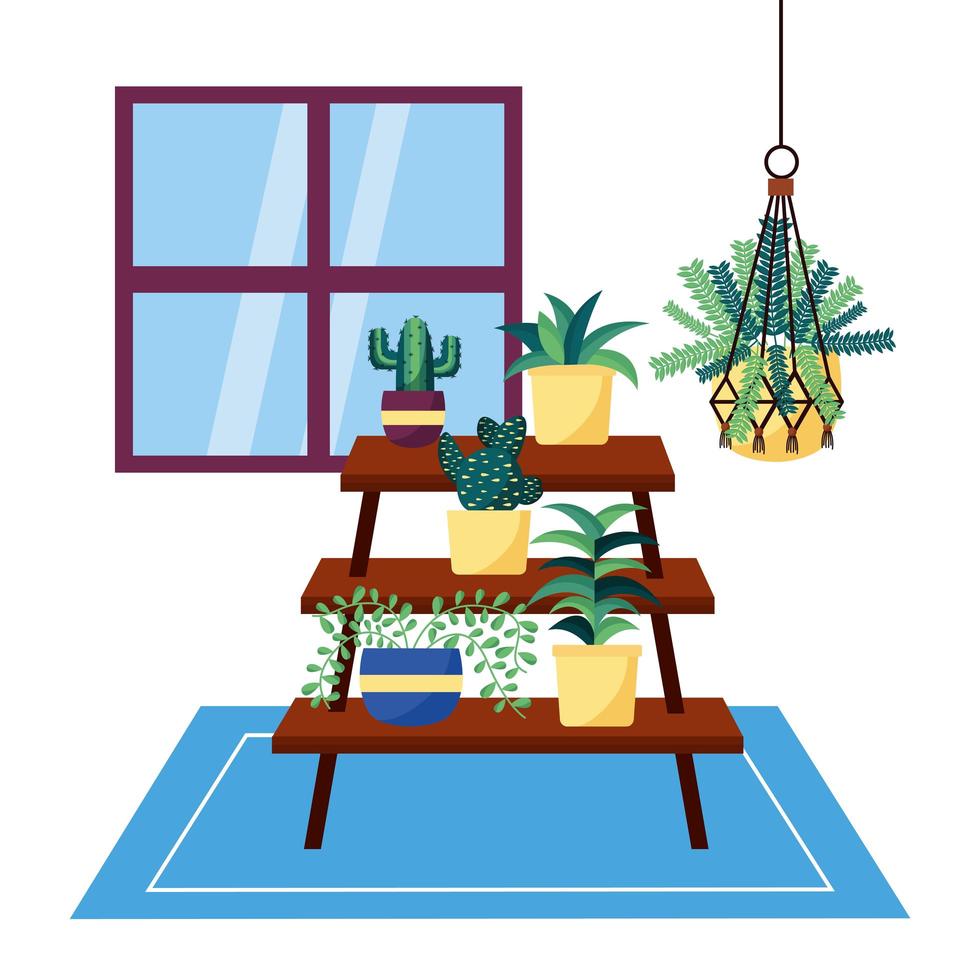 diseño vectorial de plantas y muebles. vector