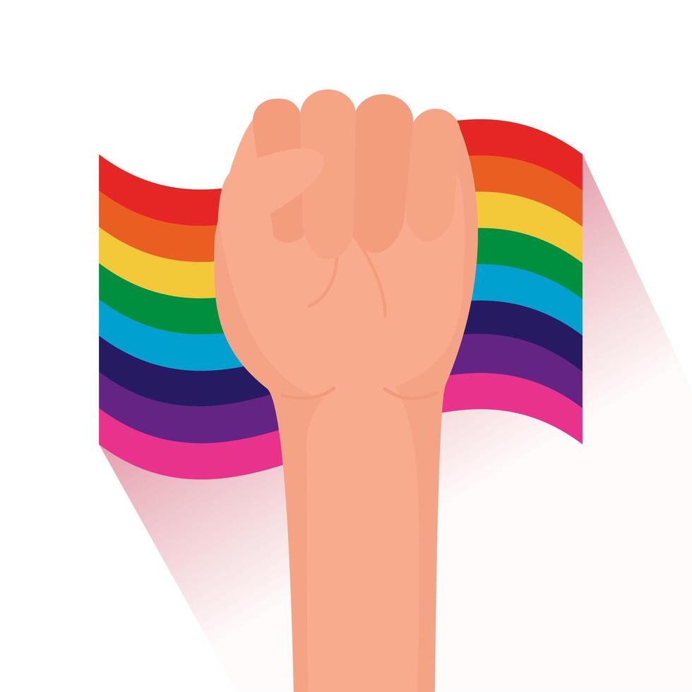 Isolated LGTBIQ flag and fist vector design