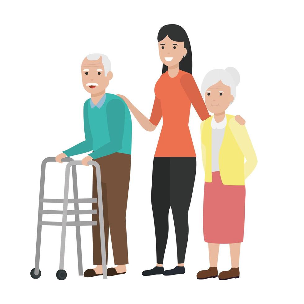 Grandmother and grandfather cartoon design vector