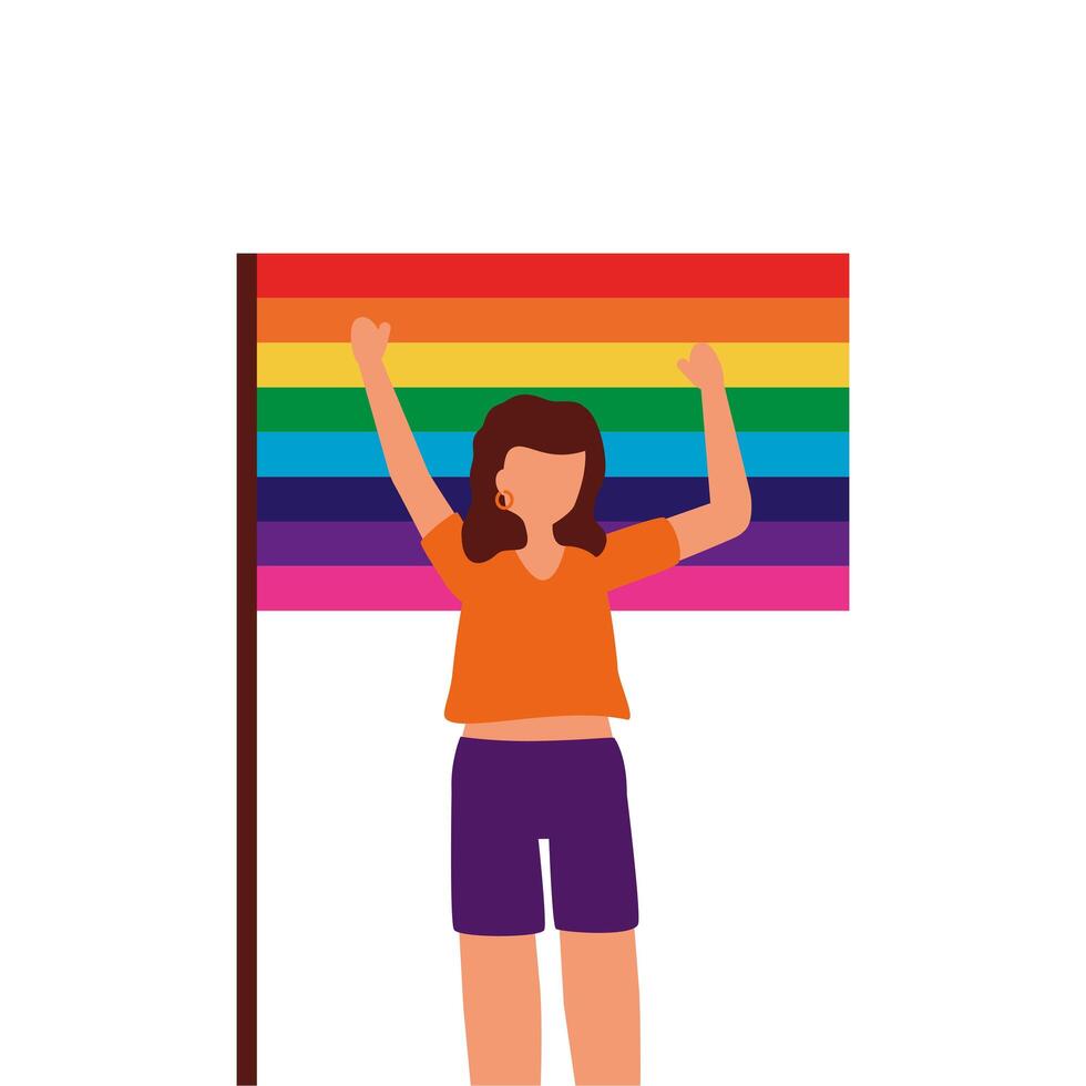 mujer apoyando el diseño de la marcha lgtbiq vector