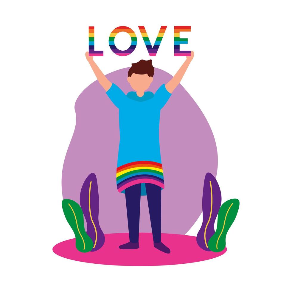 Man supporting LGTBIQ march design vector