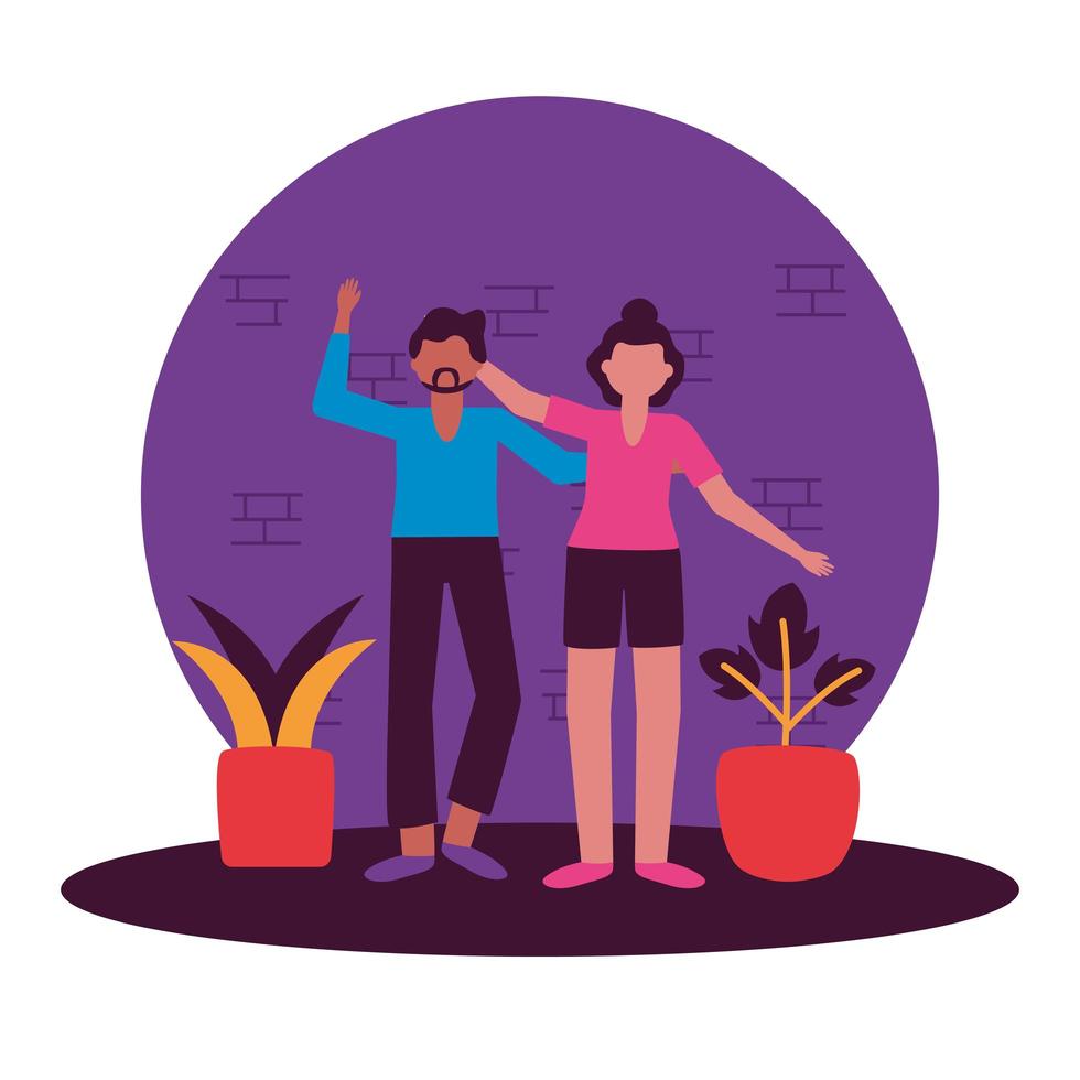 Happy woman and man avatar vector design