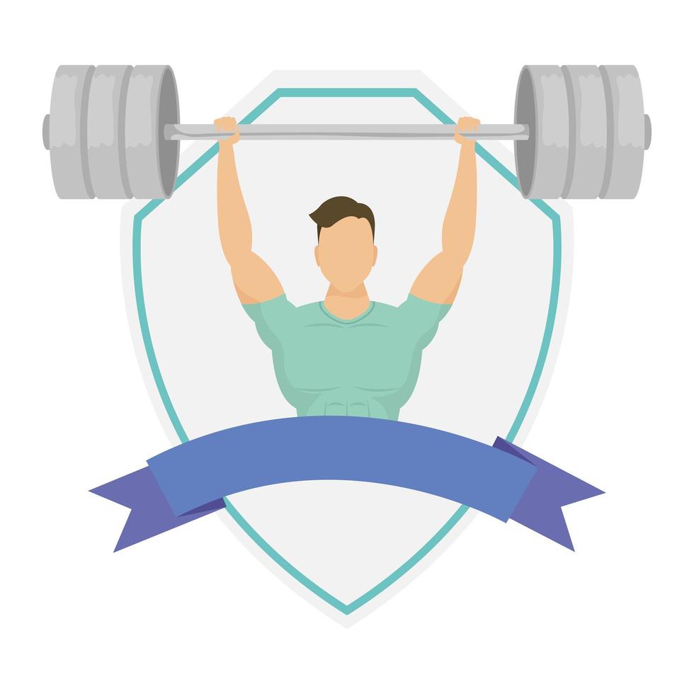 young man athlete weightlifting vector