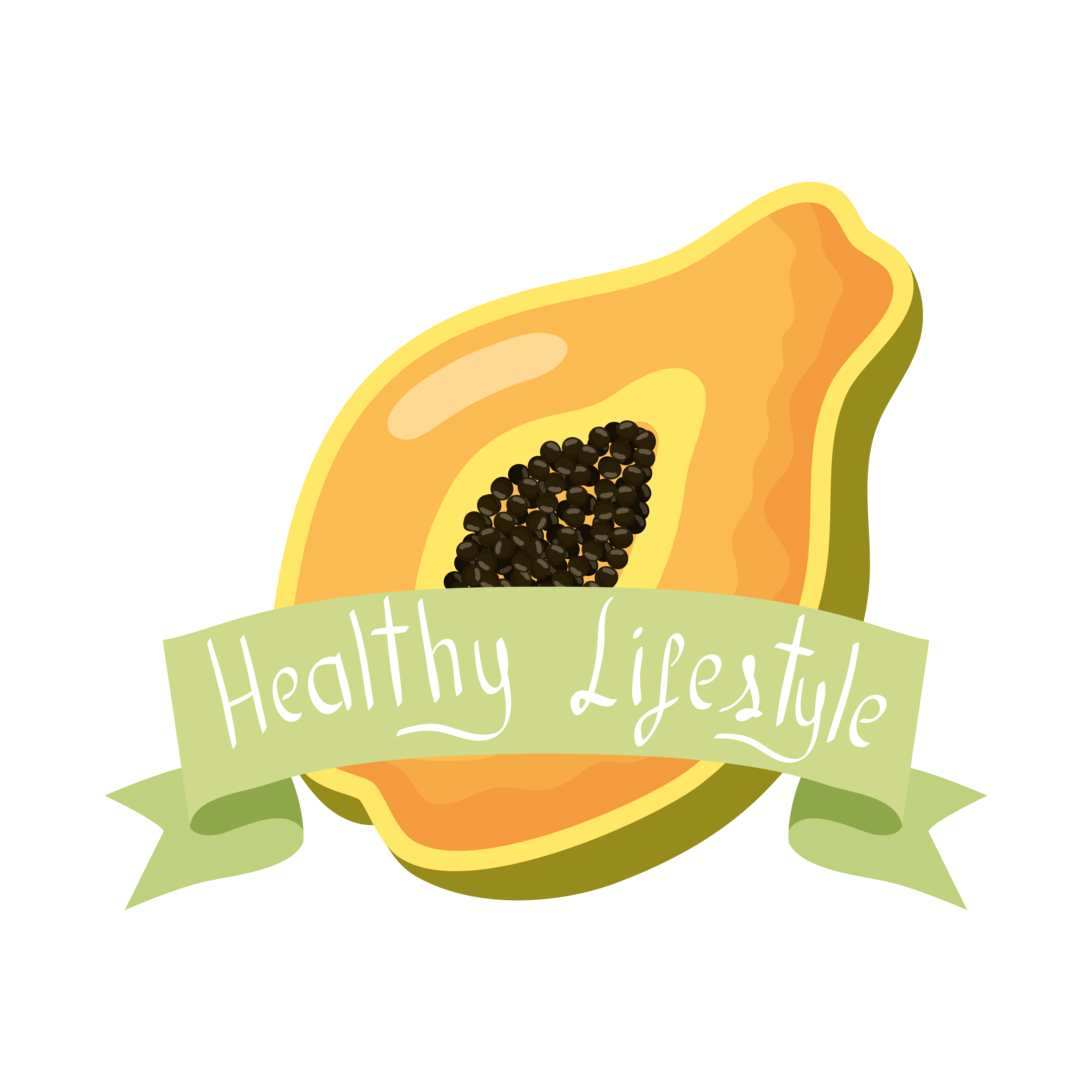 tropical papaya fruit with ribbon frame 1869025 Vector Art at Vecteezy
