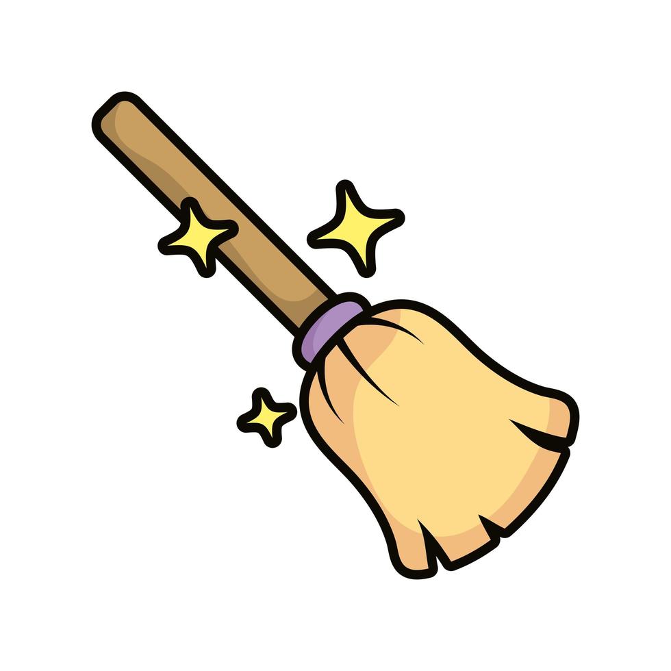 witch broom magic sorcery icon vector