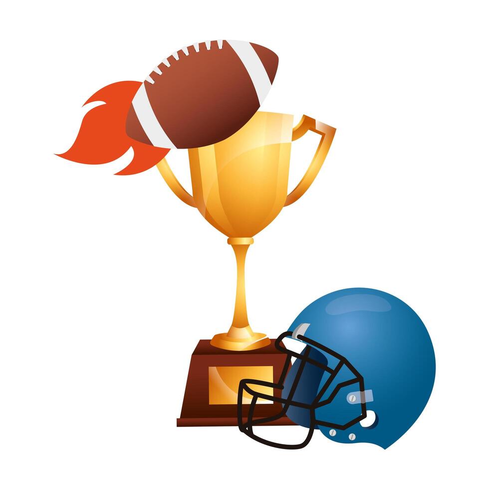 american football helmet and trophy vector