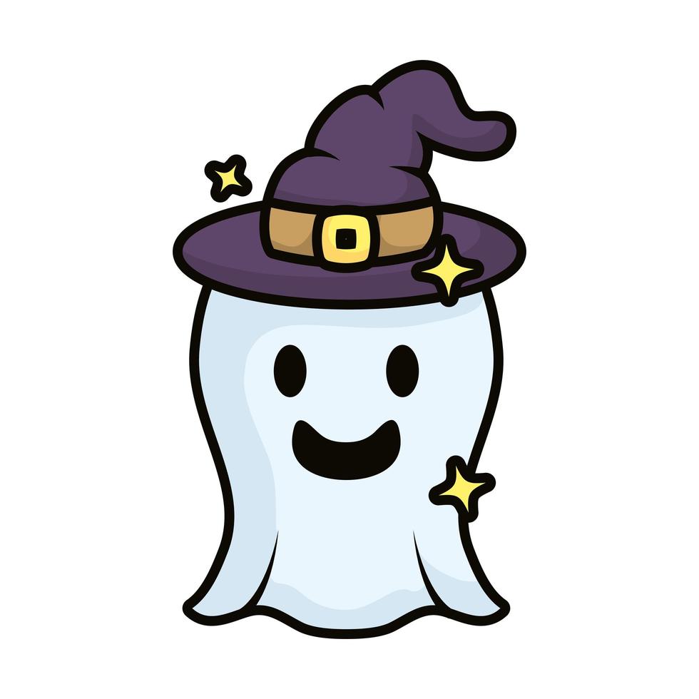 fantasma con sombrero de bruja magia brujería vector