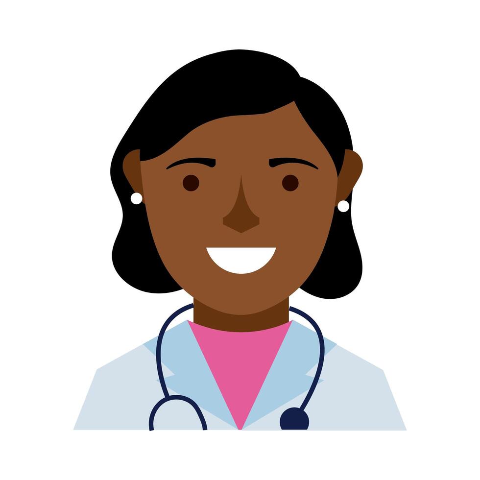 black female doctor with stethoscope flat style vector