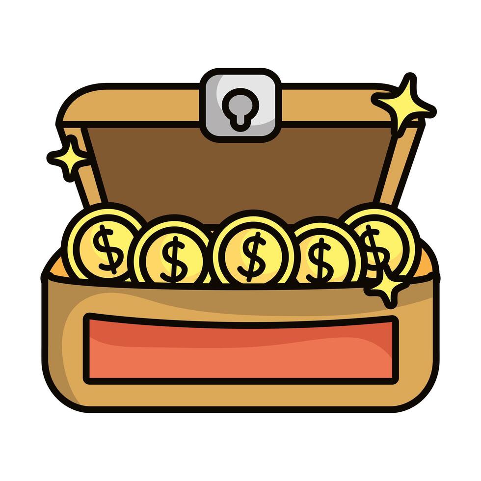 treasure chest with coins icon vector