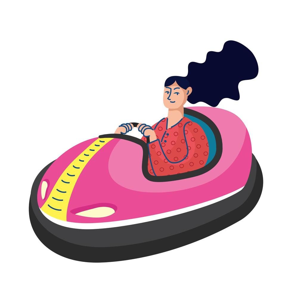 woman in go cart hand draw style vector