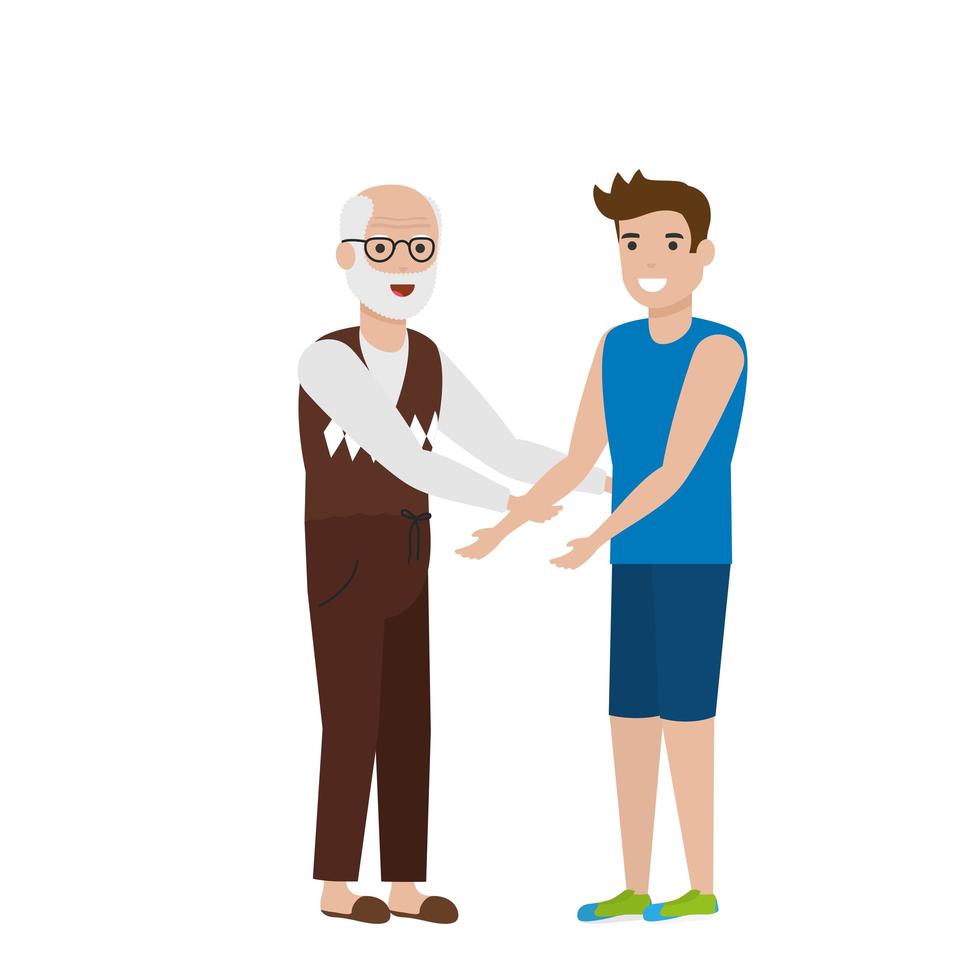 Grandfather and man cartoon vector design