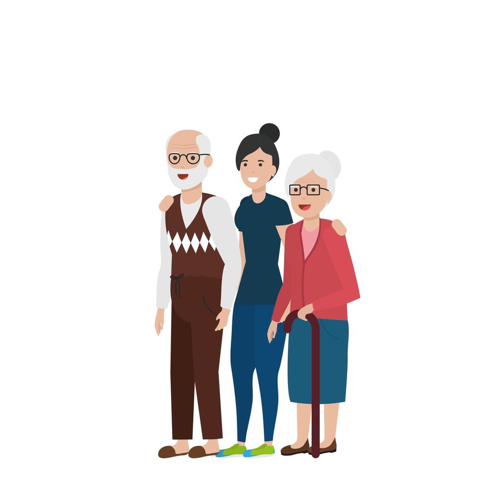 abuela y abuelo diseño vectorial de dibujos animados vector