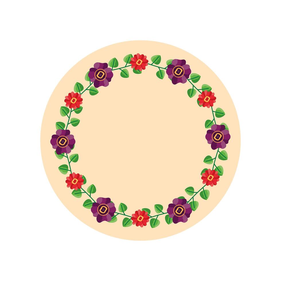 Isolated flowers round design vector