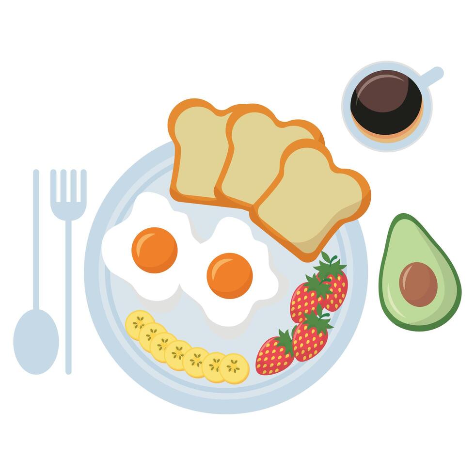 desayuno huevo y pan diseño vectorial vector