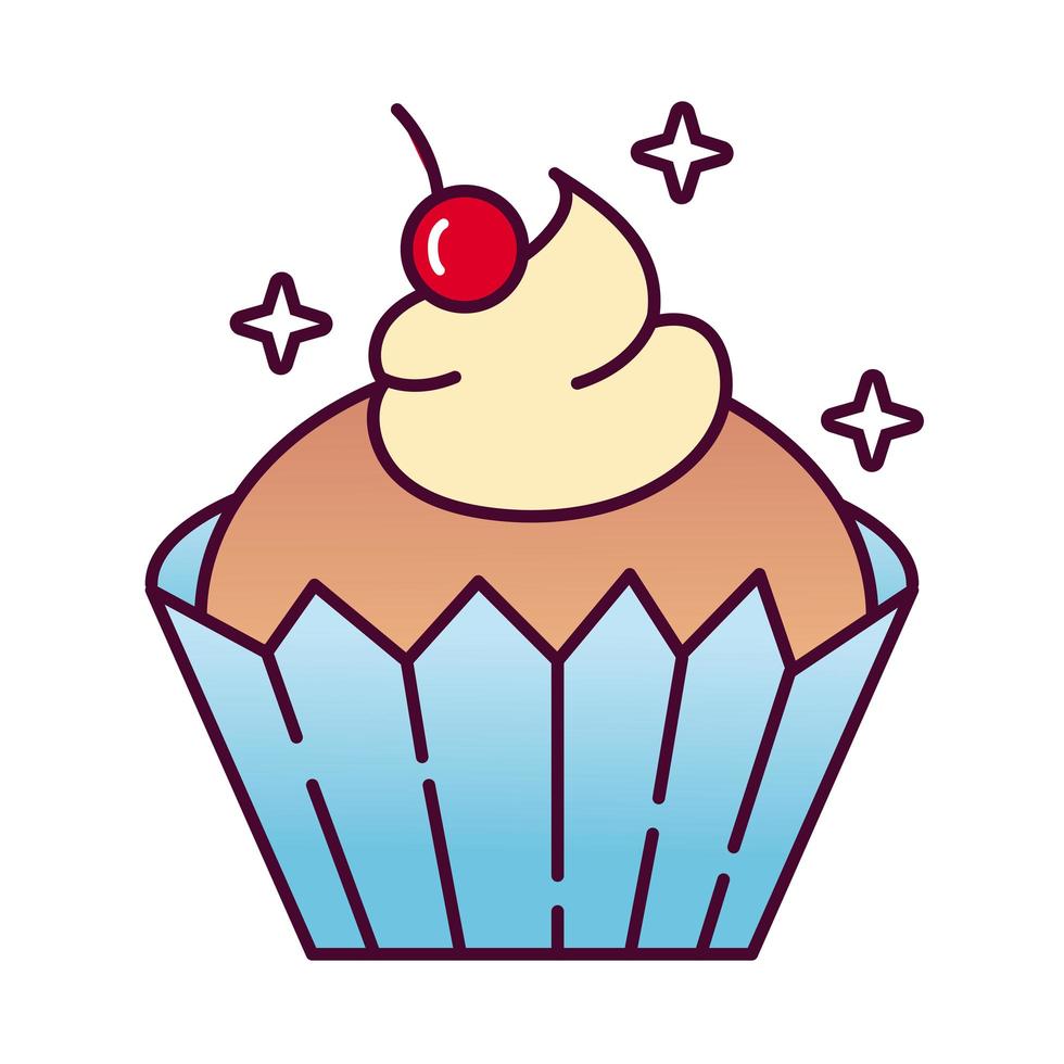 dulce cupcake delicioso icono de estilo detallado vector