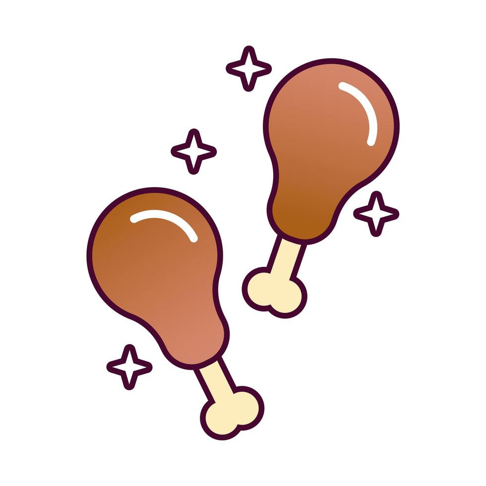 delicious chicken thighs food detailed style icon vector