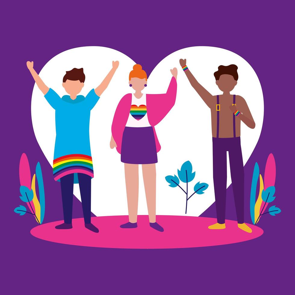 People supporting lgtbiq march design vector