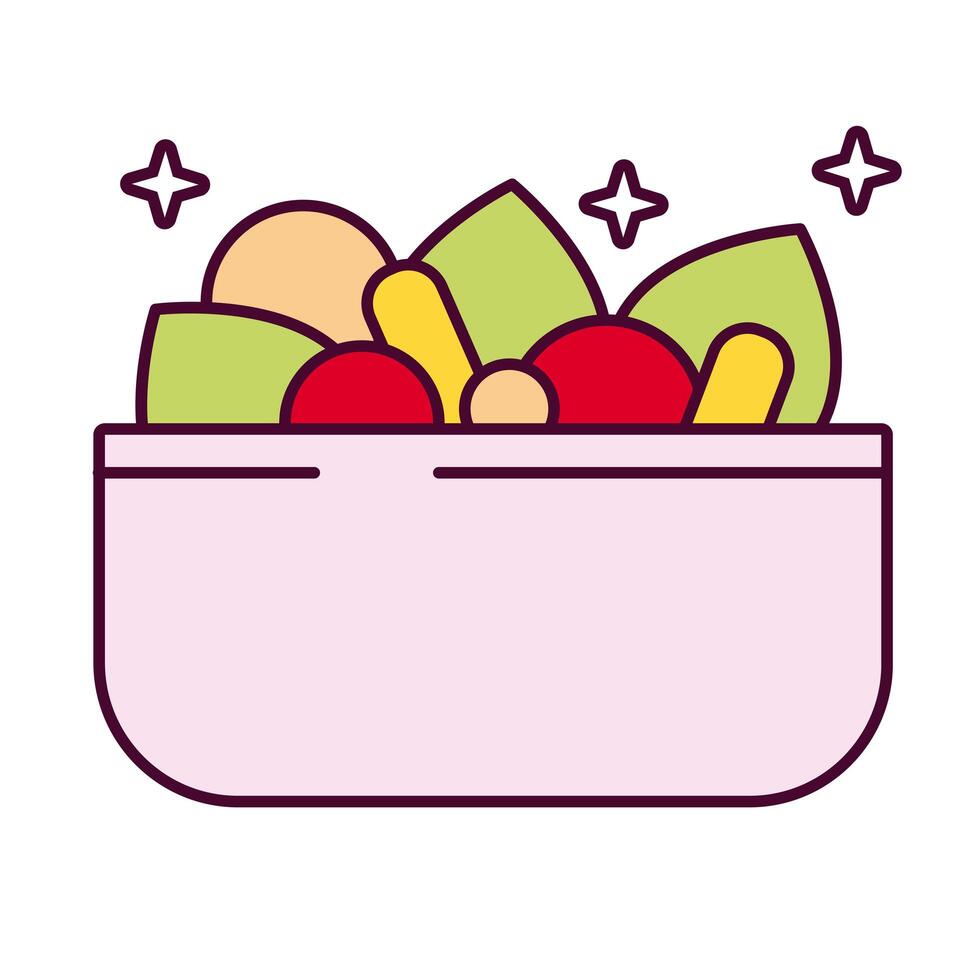 cuenco con ensalada de verduras icono de estilo detallado vector