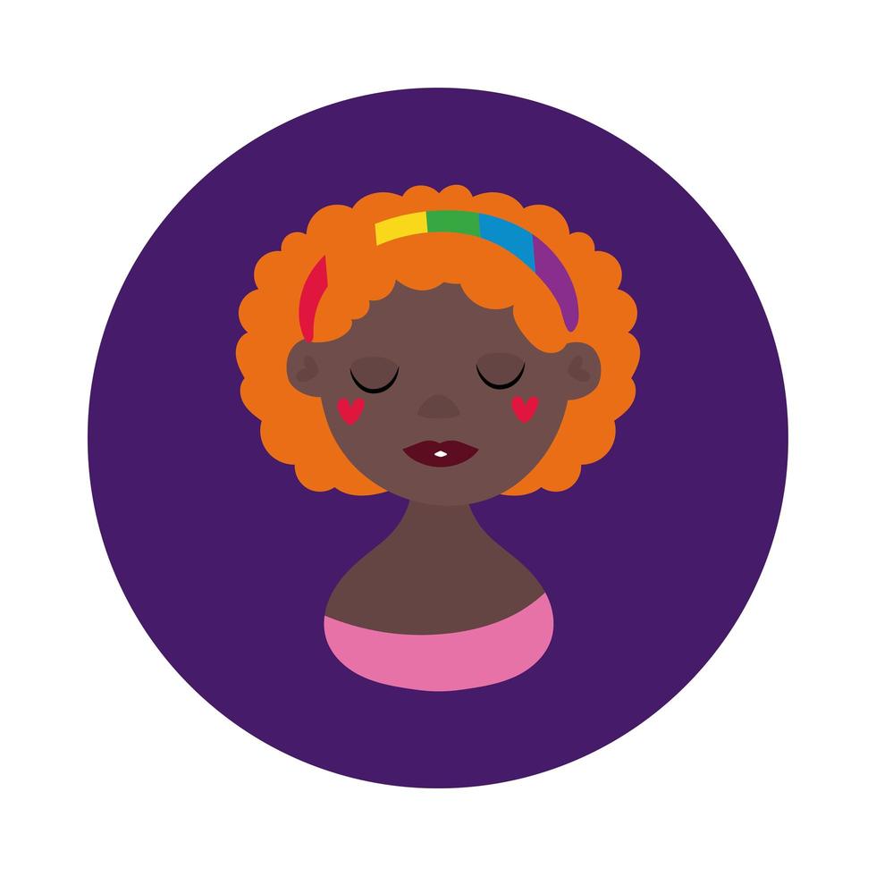 black lesbian character gay pride block style vector