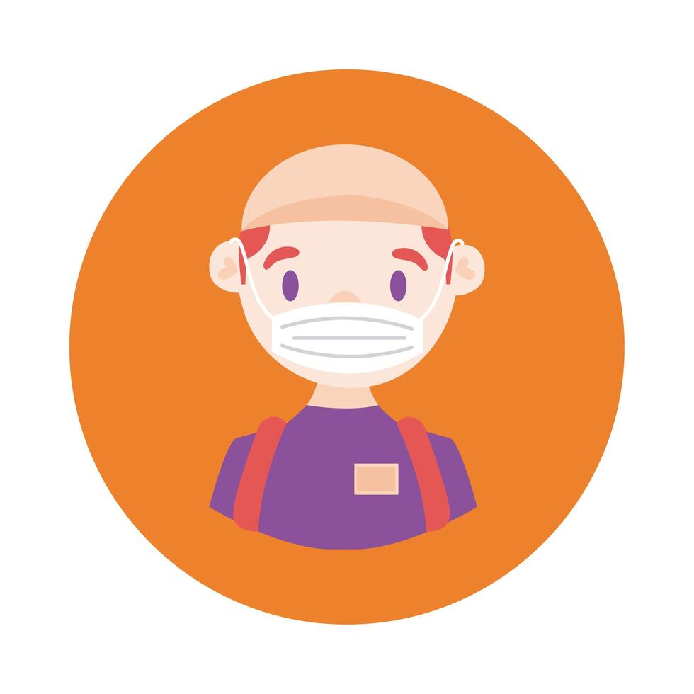 delivery worker using face mask block style vector