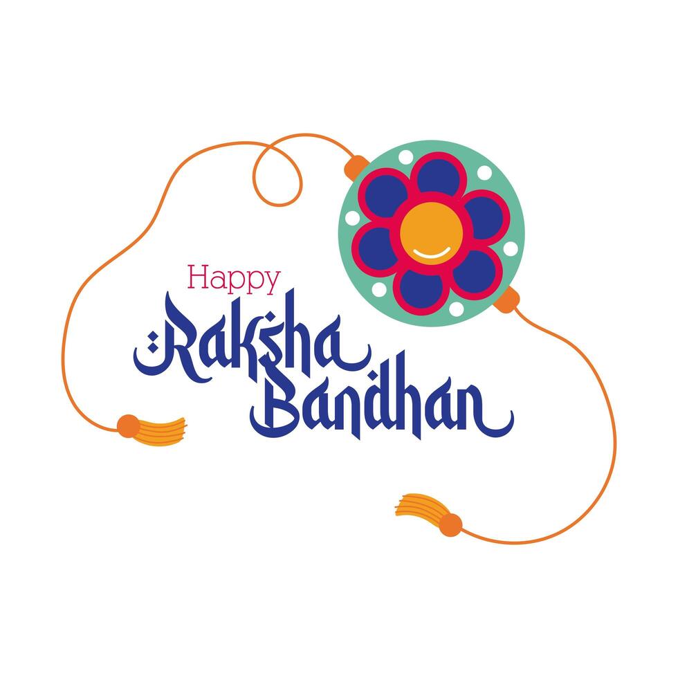 happy raksha bandhan flower wristband accessory flat style vector