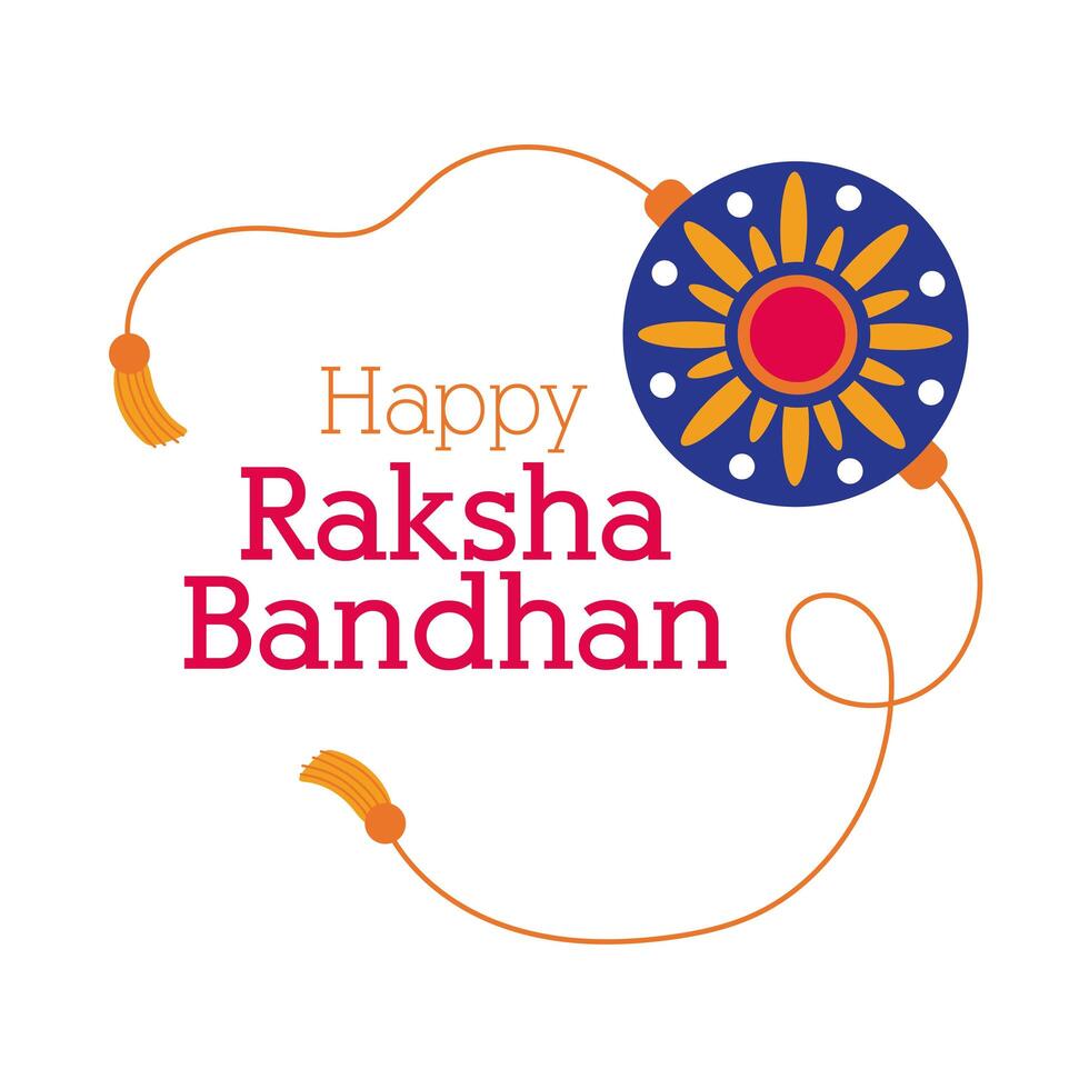 happy raksha bandhan flower wristband accessory flat style vector