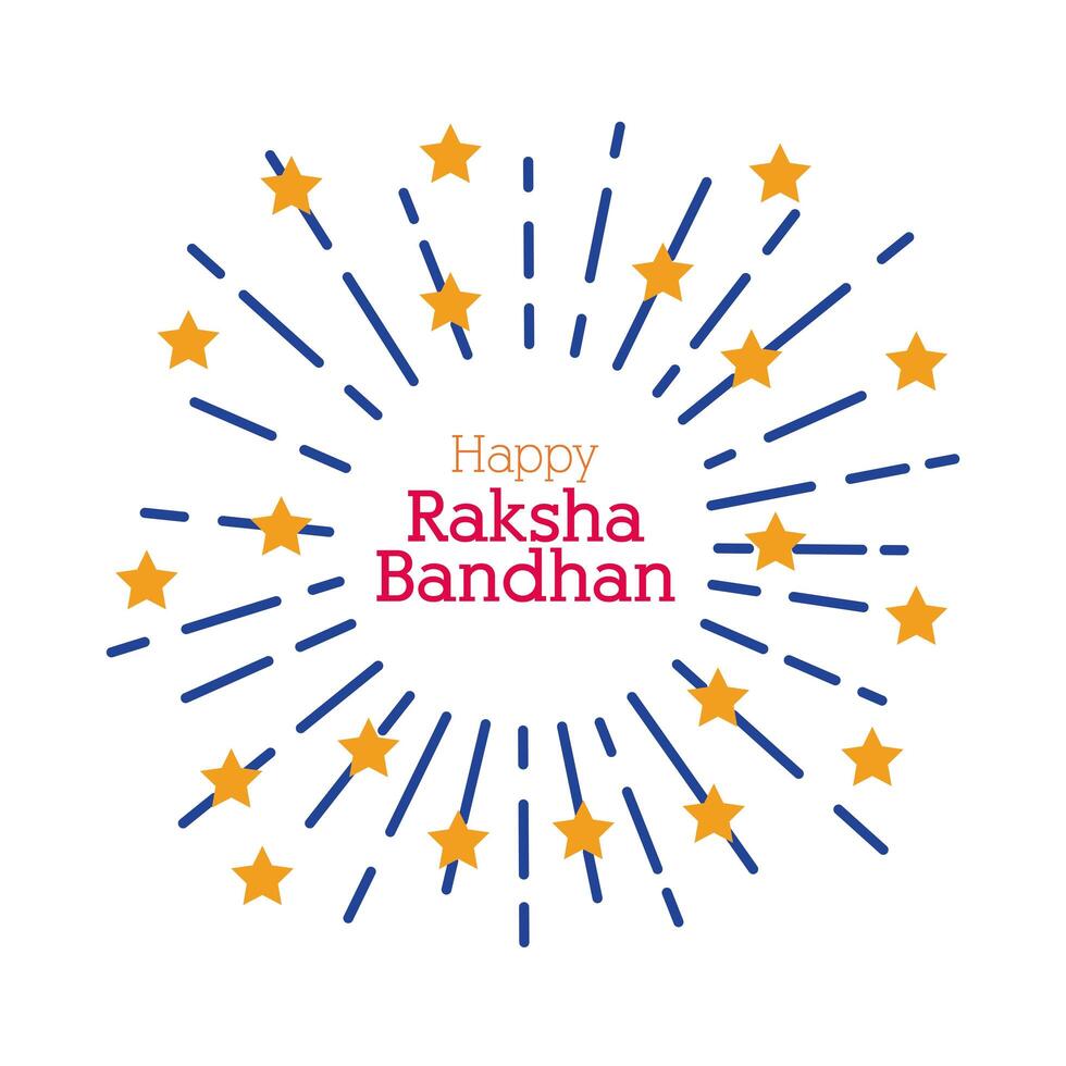 feliz raksha bandhan splash de fuegos artificiales con estrellas estilo plano vector