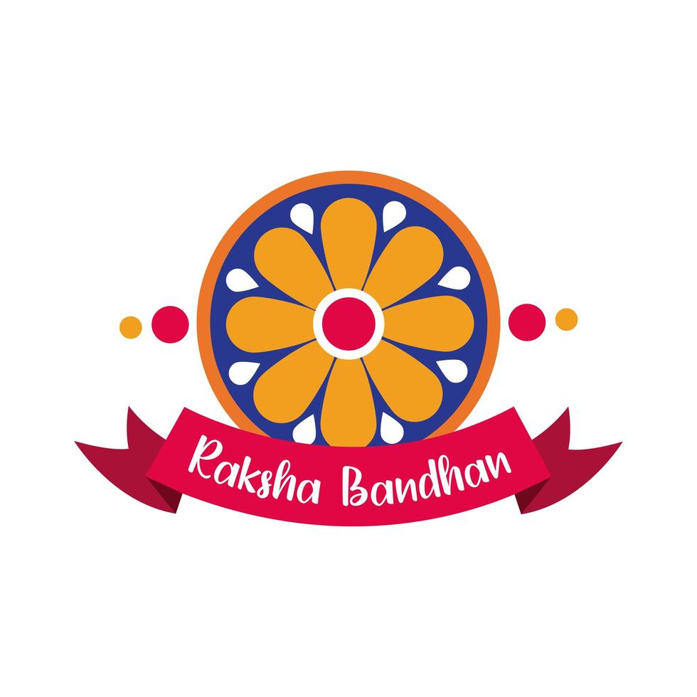 happy raksha bandhan flower decoration flat style vector