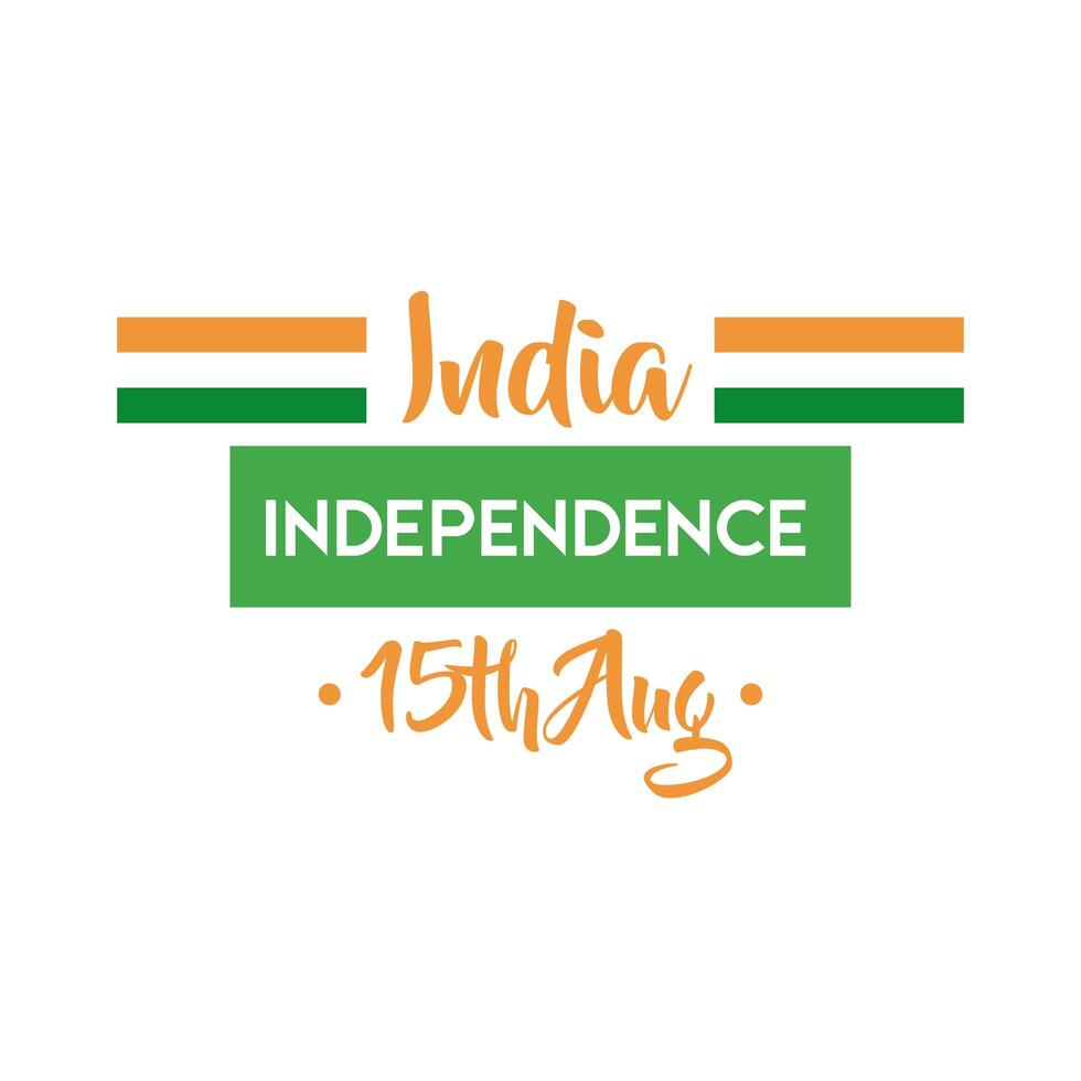 india independence day celebration with flags flat style vector