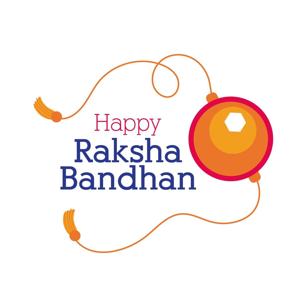 happy raksha bandhan wristband with ball flat style vector