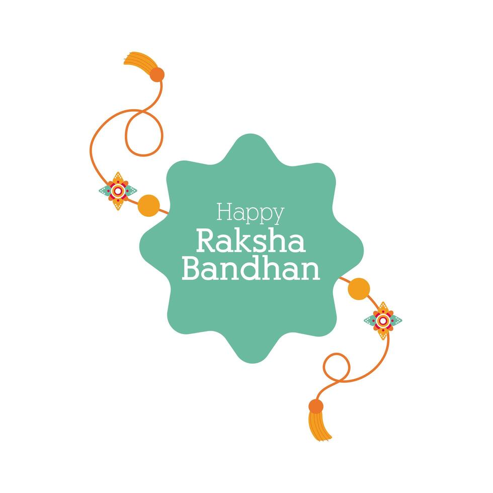 happy raksha bandhan wristband with lace and balls flat style vector