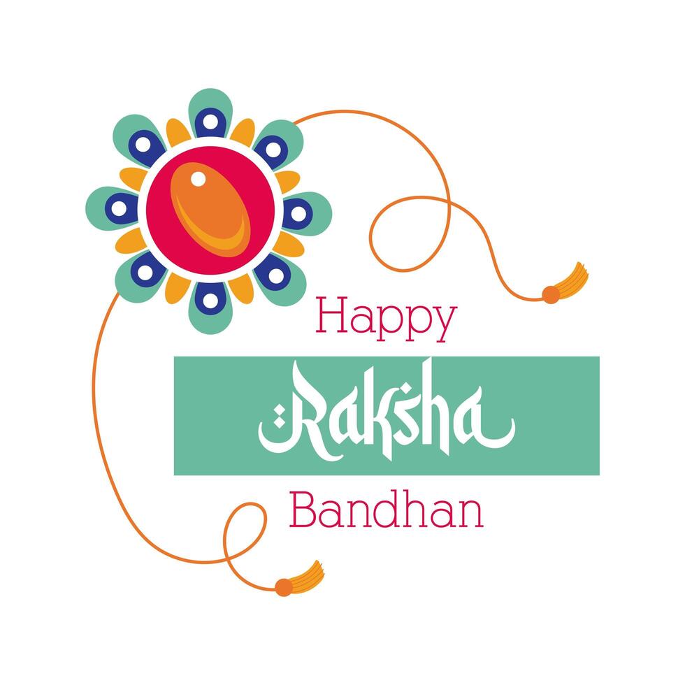 accesorio de pulsera de flor de raksha bandhan feliz estilo plano vector