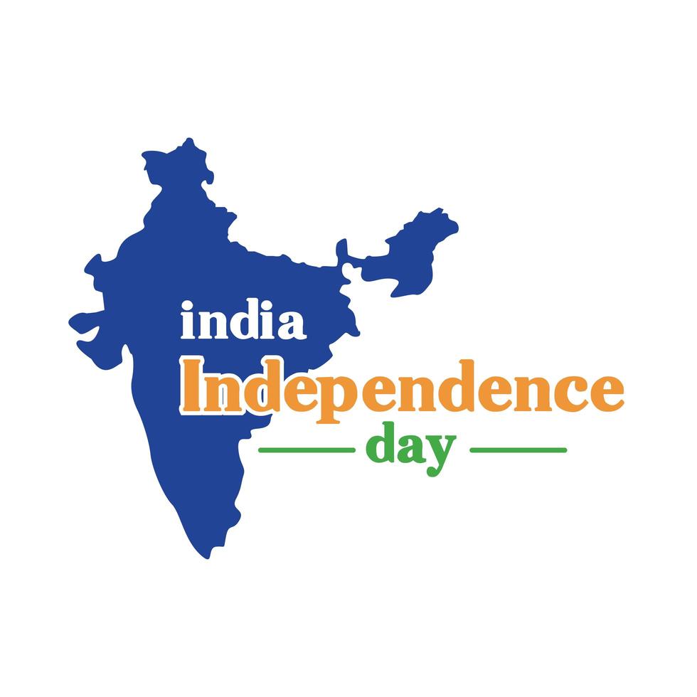celebración del día de la independencia de india con mapa estilo plano vector