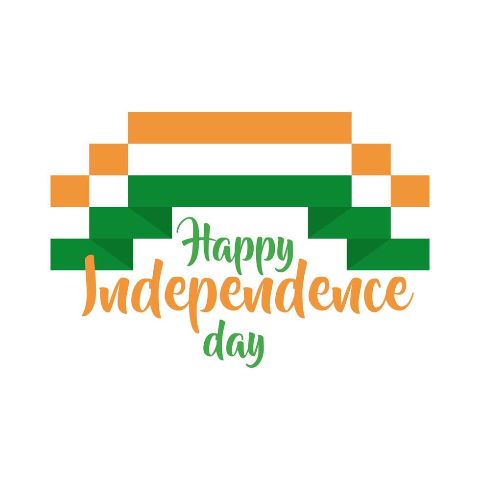 india independence day celebration with flag flat style vector