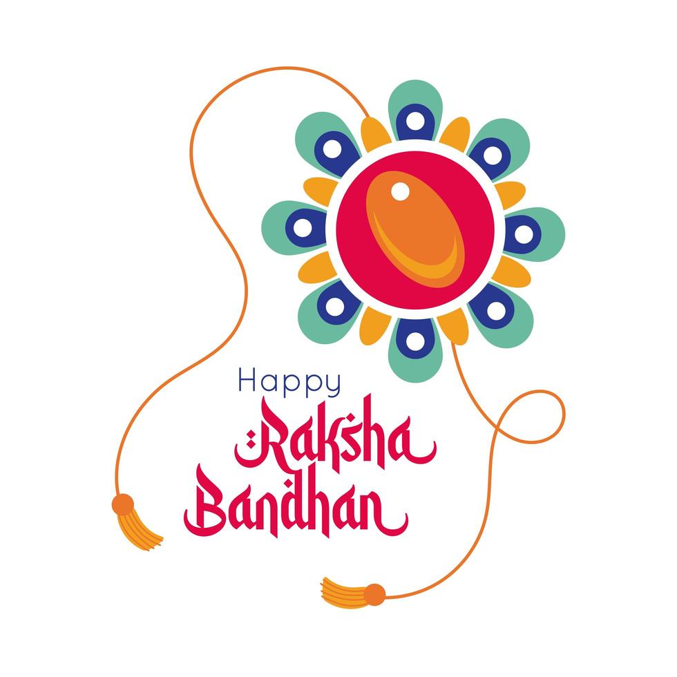 accesorio de pulsera de flor de raksha bandhan feliz estilo plano vector