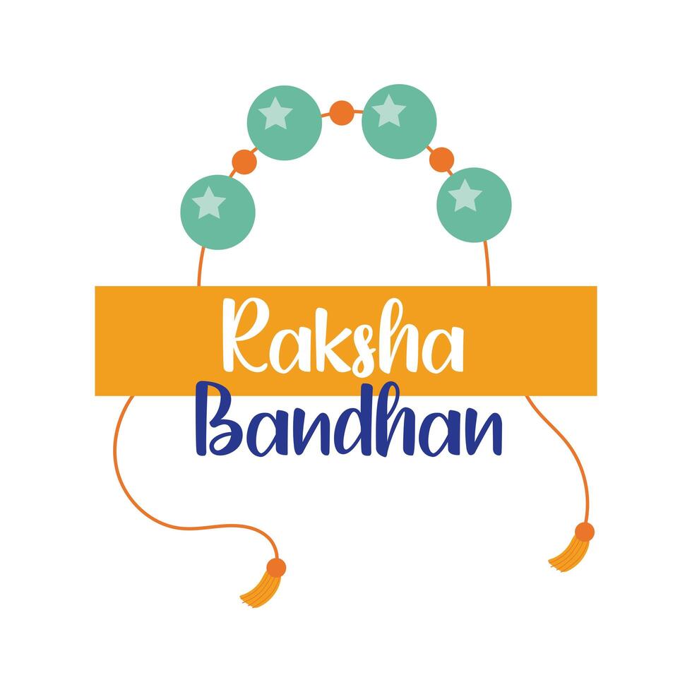 happy raksha bandhan wristband with balls flat style vector