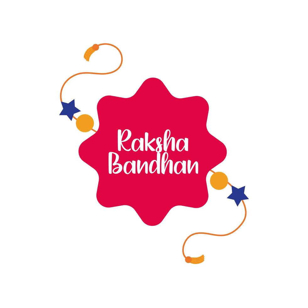 happy raksha bandhan wristband with lace and balls flat style vector