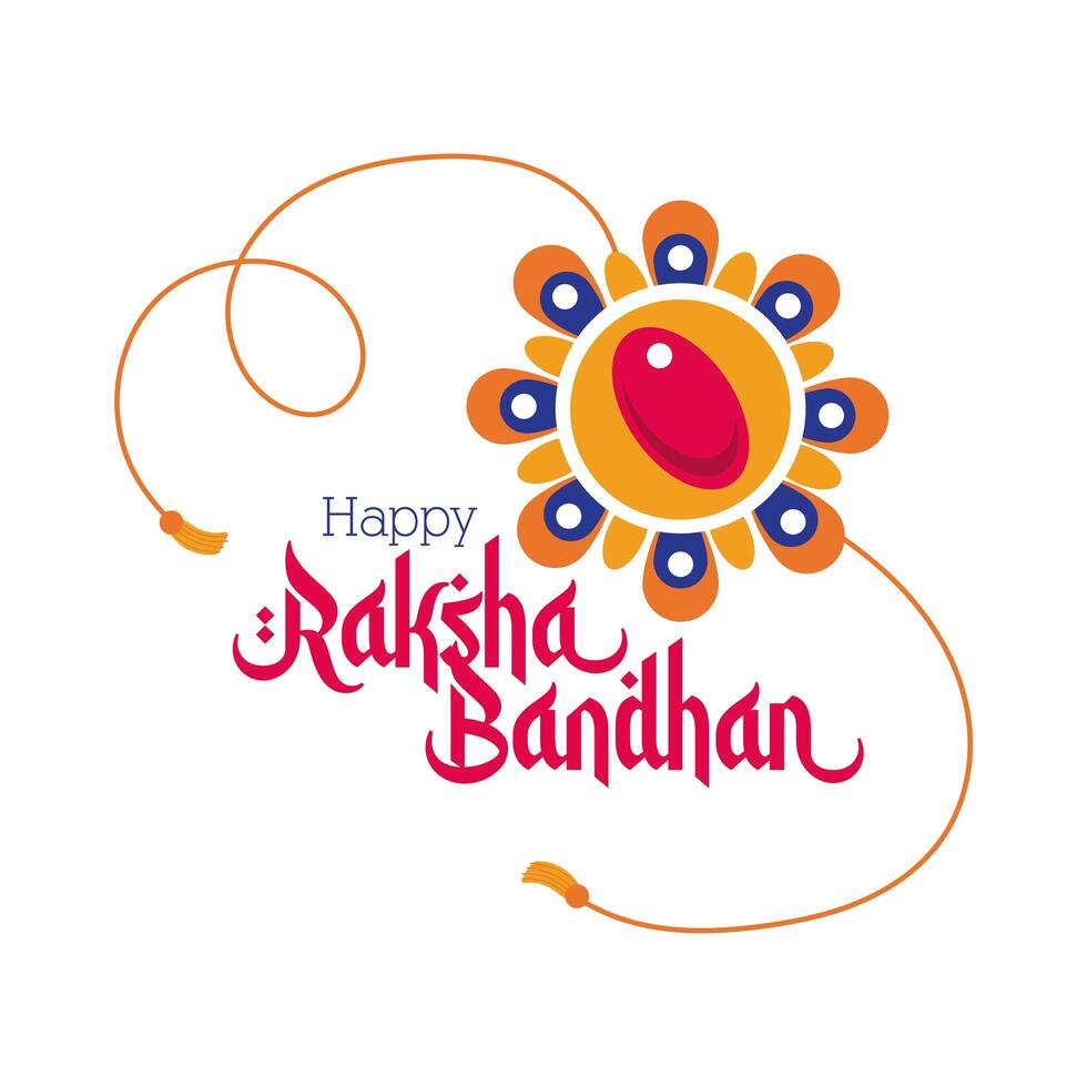 happy raksha bandhan flower wristband accessory flat style vector