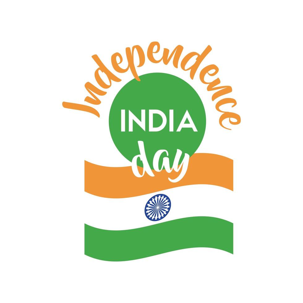 india independence day celebration with flag flat style vector