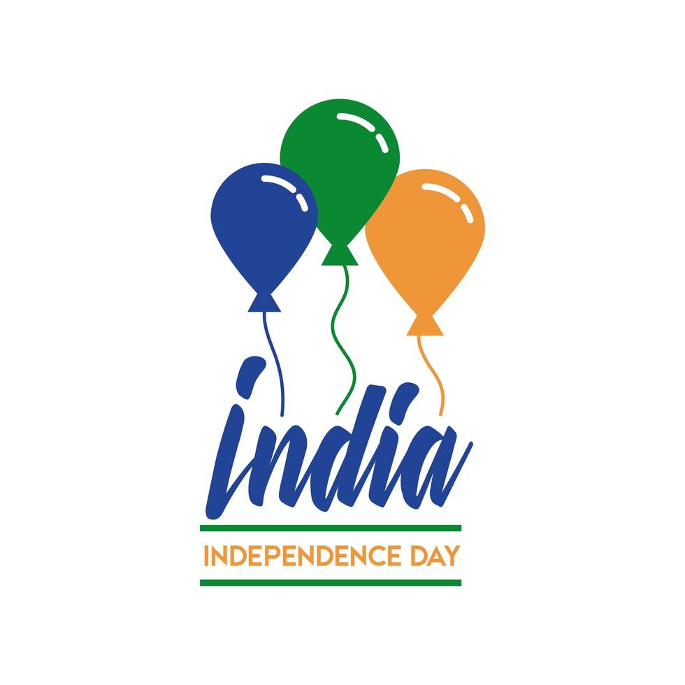 celebración del día de la independencia de india con globos de helio estilo plano vector