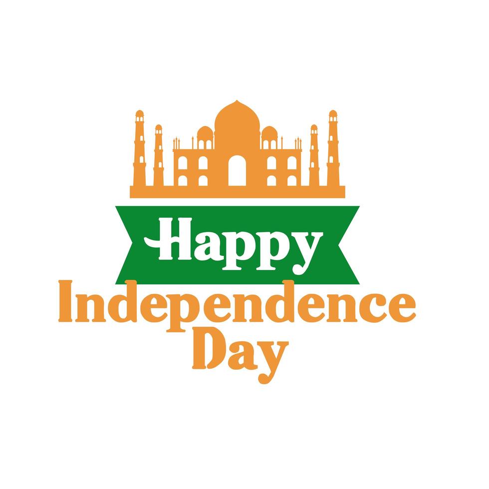 india independence day celebration with taj mahal mosque flat style vector