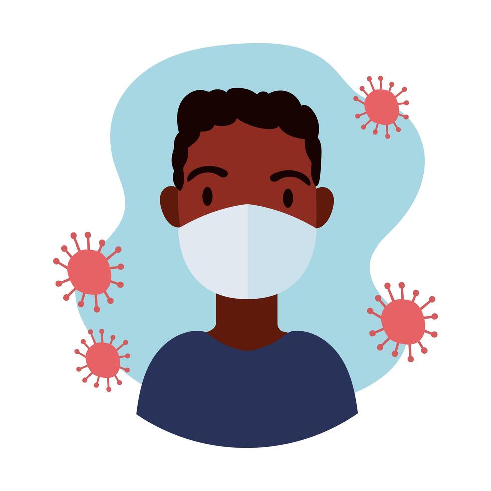 black man wearing medical mask block style vector