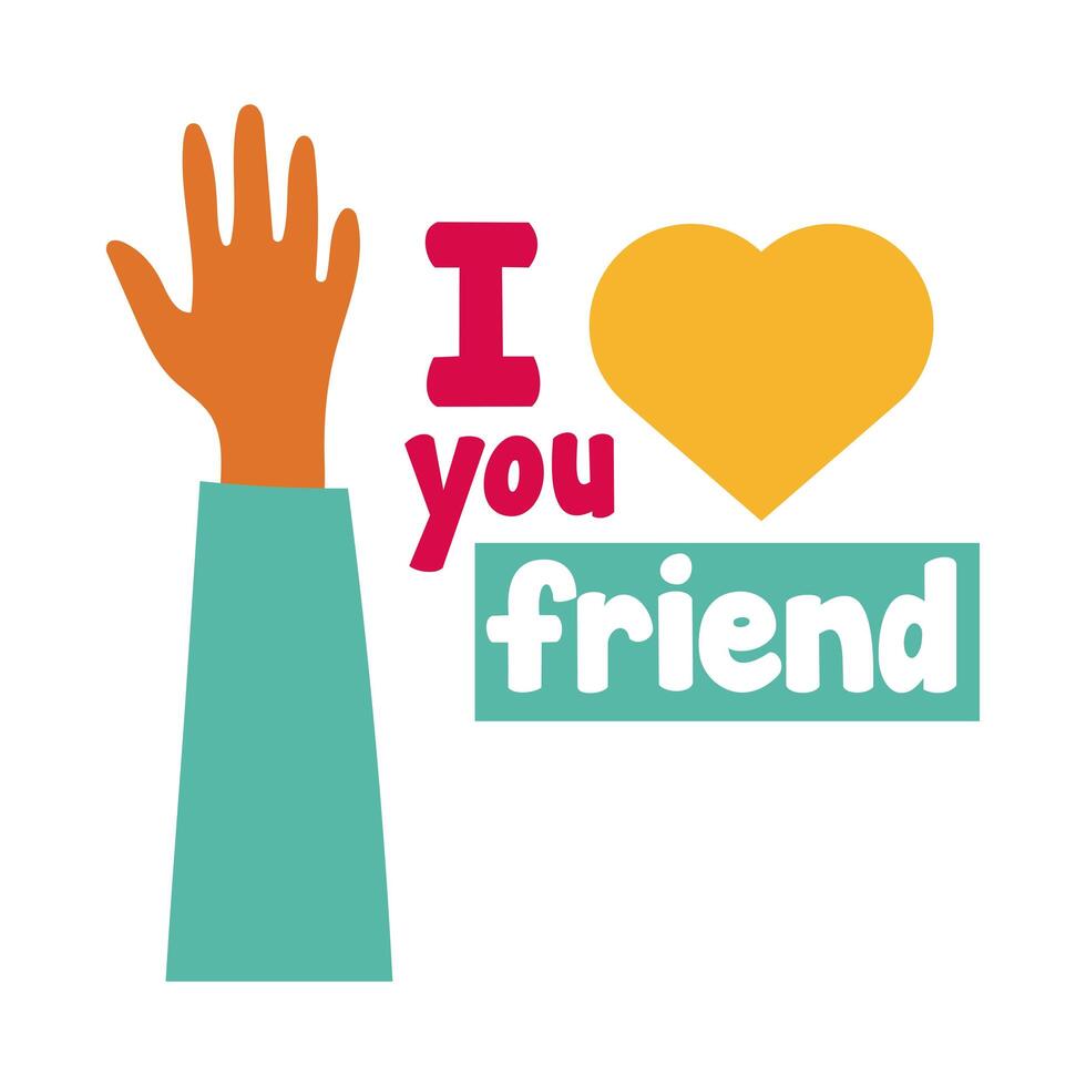 happy friendship day celebration with hands up pastel hand draw style vector