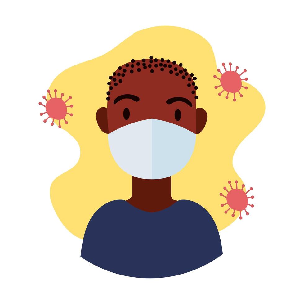 black man wearing medical mask block style vector
