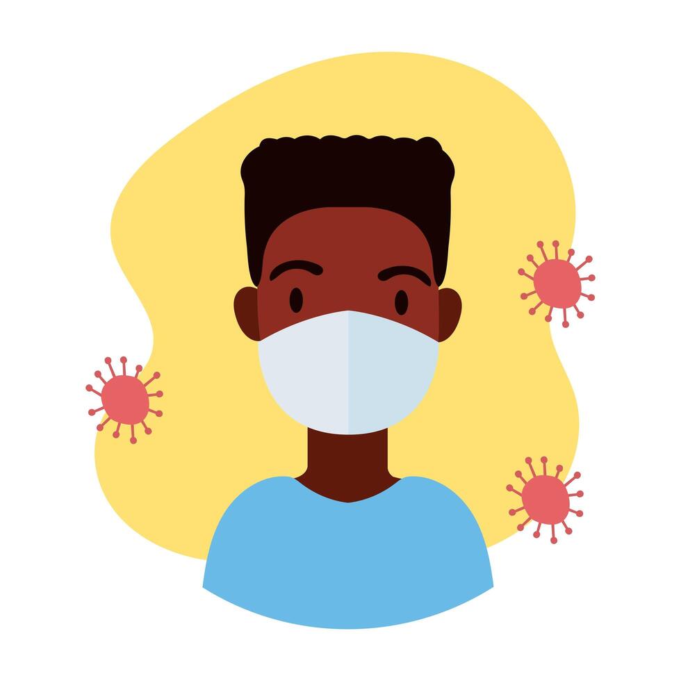 black man wearing medical mask block style vector