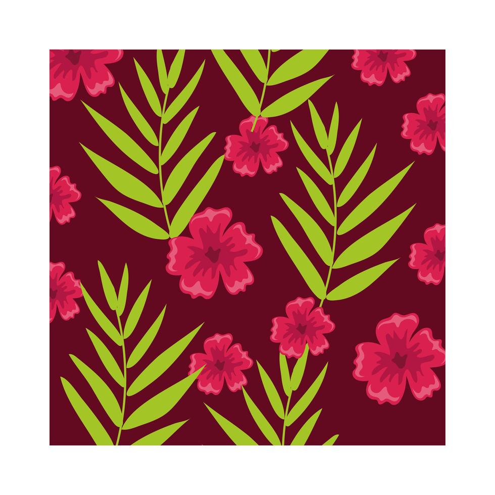 pink flowers plants tropical pattern background vector