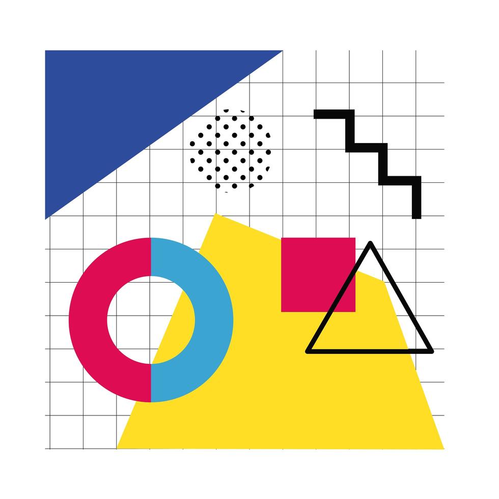 abstract poster with geometric colors and figures vector