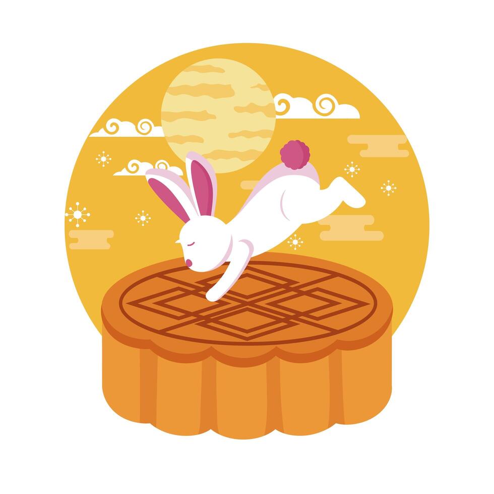 Rabbit of mid autumn festival vector design